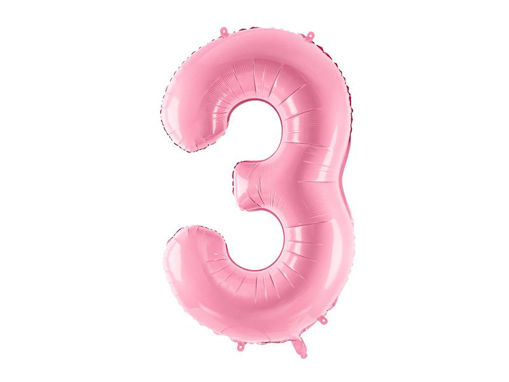 Picture of FOIL BALLOON NUMBER 3 PASTEL PINK 34 INCH